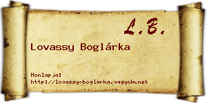 Lovassy Boglárka névjegykártya
