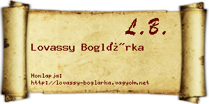 Lovassy Boglárka névjegykártya